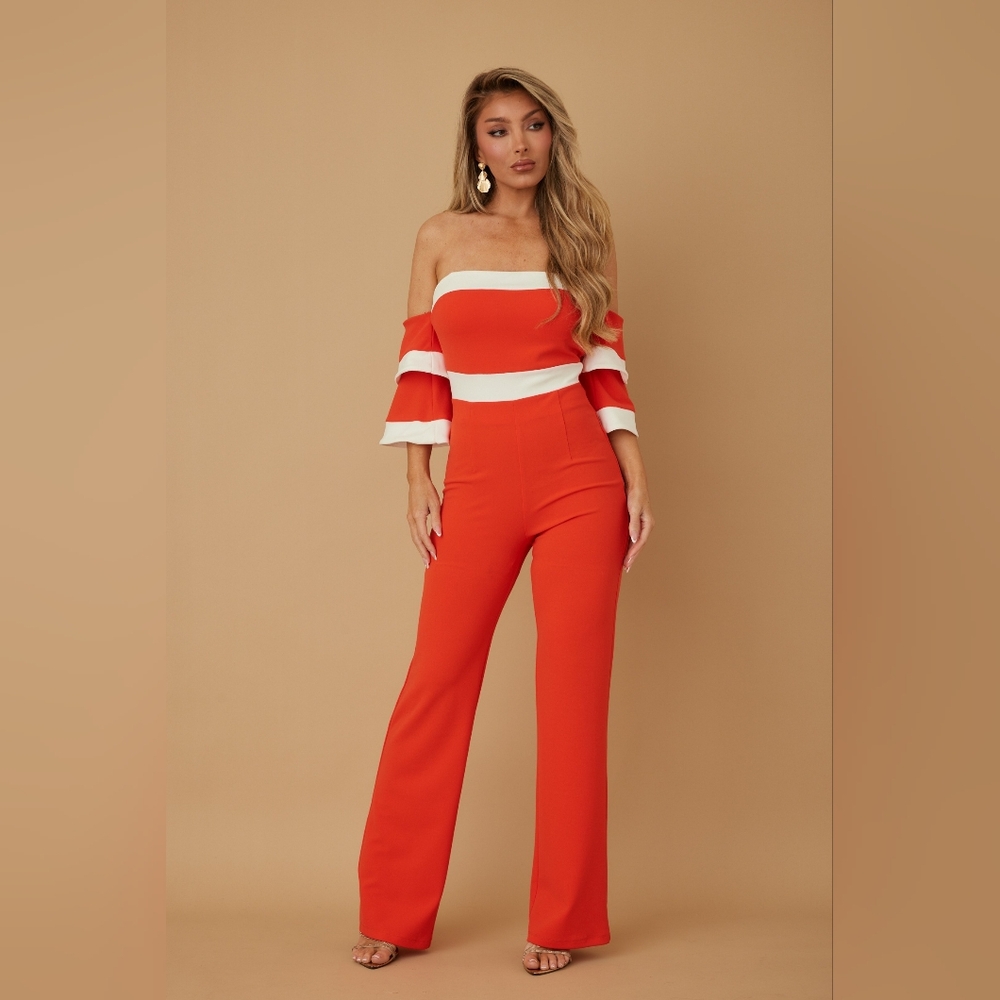 Elegant‎ Red Off-Shoulder Jumpsuit
